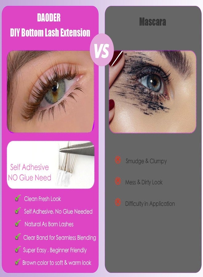 داودر رموش داودر البنية السفلية ذات الرموش المدببة ذاتية اللصق، رموش سفلية خفيفة ملصقة مسبقًا لمظهر طبيعي، رموش سفلية شفافة على شكل حرف J منحنية، مناسبة للرموش تحت العين بطول 4-7 مم (لون عباد الشمس البني). - Image 2